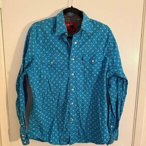 Rodeo Clothing Women's Medium Long Sleeve Button Down Shirt Blue